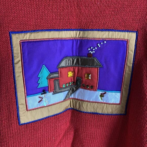 Herman Geist Sweater Women's Large Red Christmas Holiday Santa Pullover - Picture 5 of 6